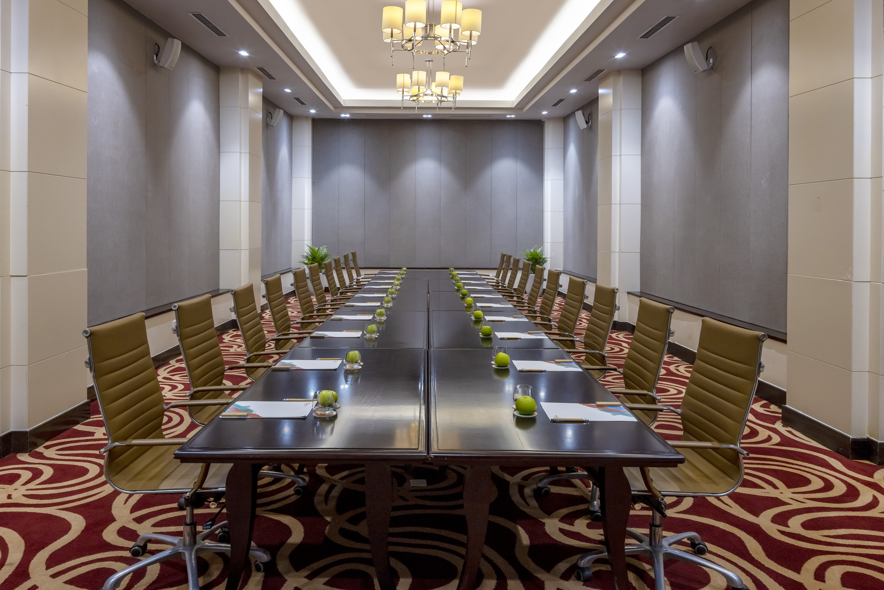 a conference room with chairs and tables