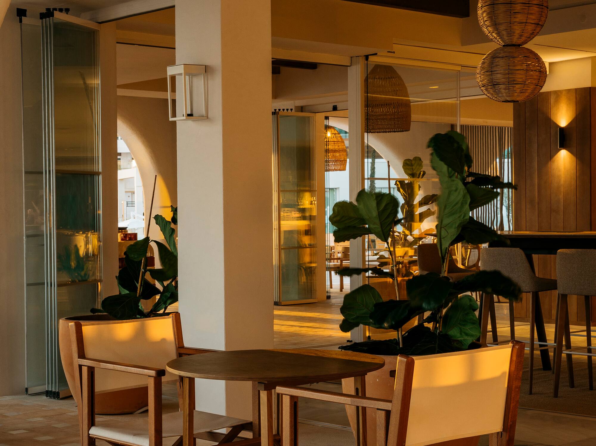 a table and chairs in a room