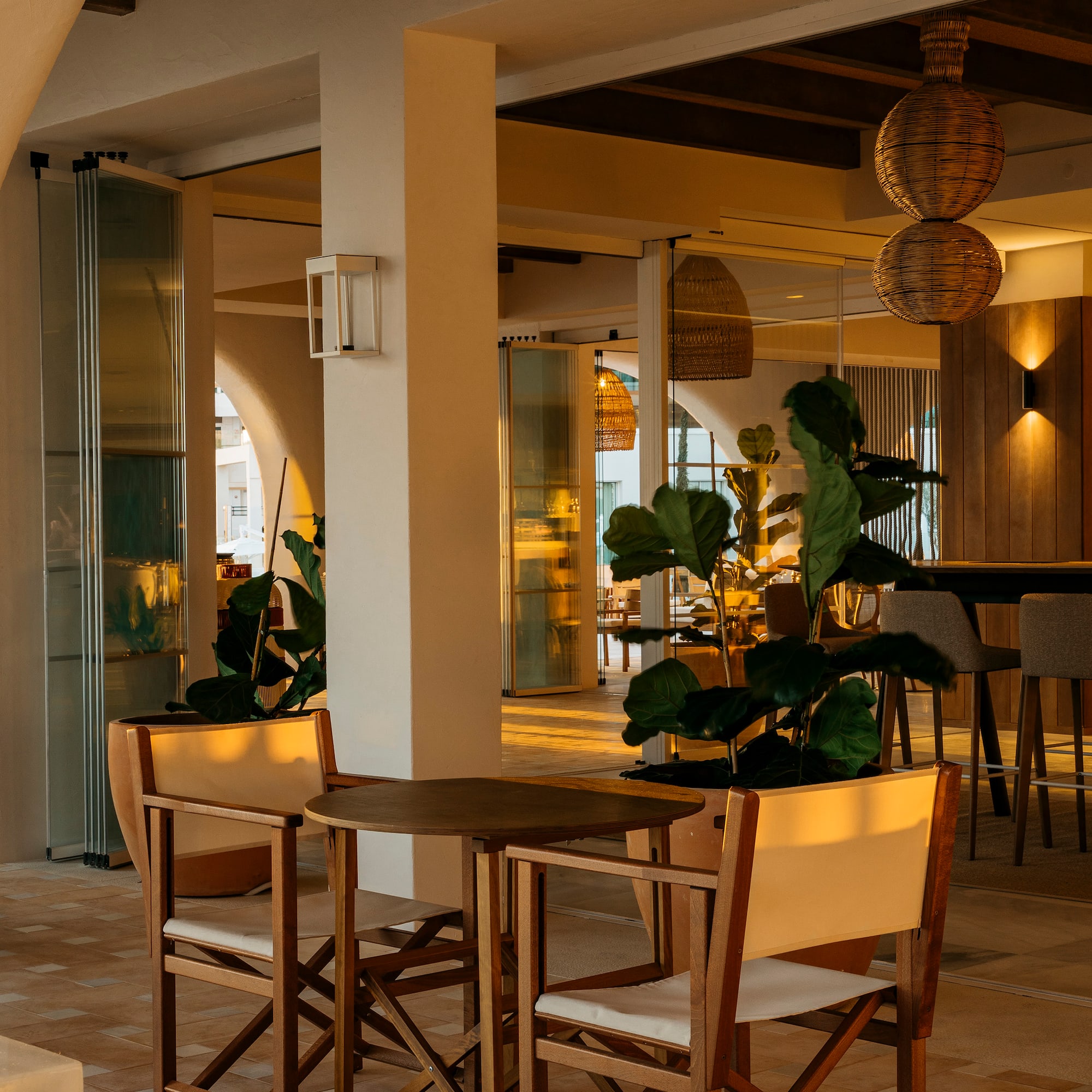 a table and chairs in a room