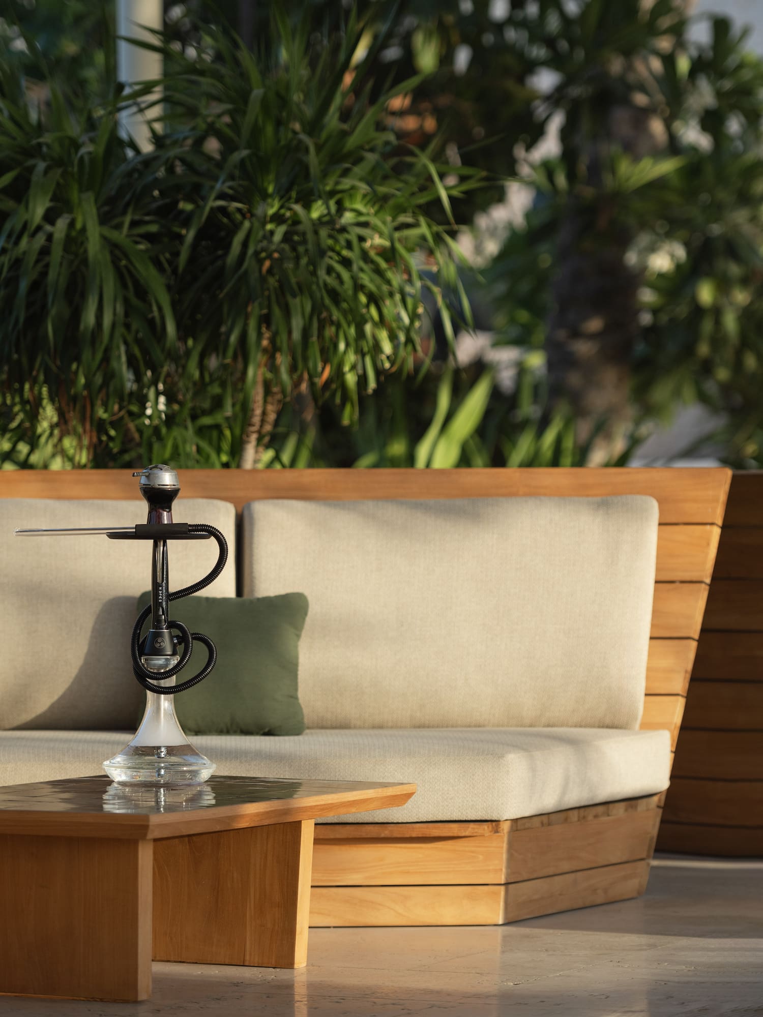 a hookah on a table outside