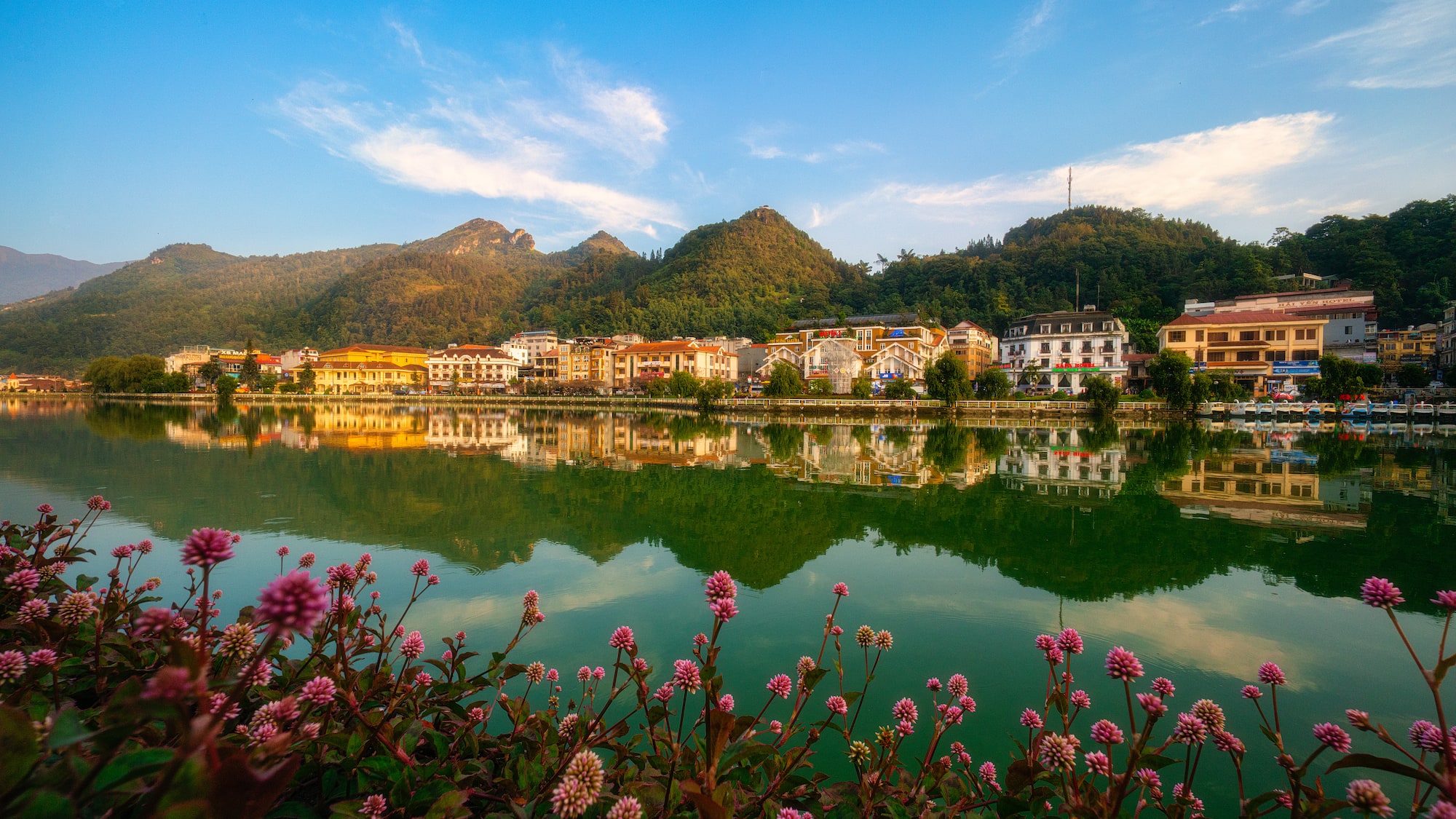 a city next to a body of water