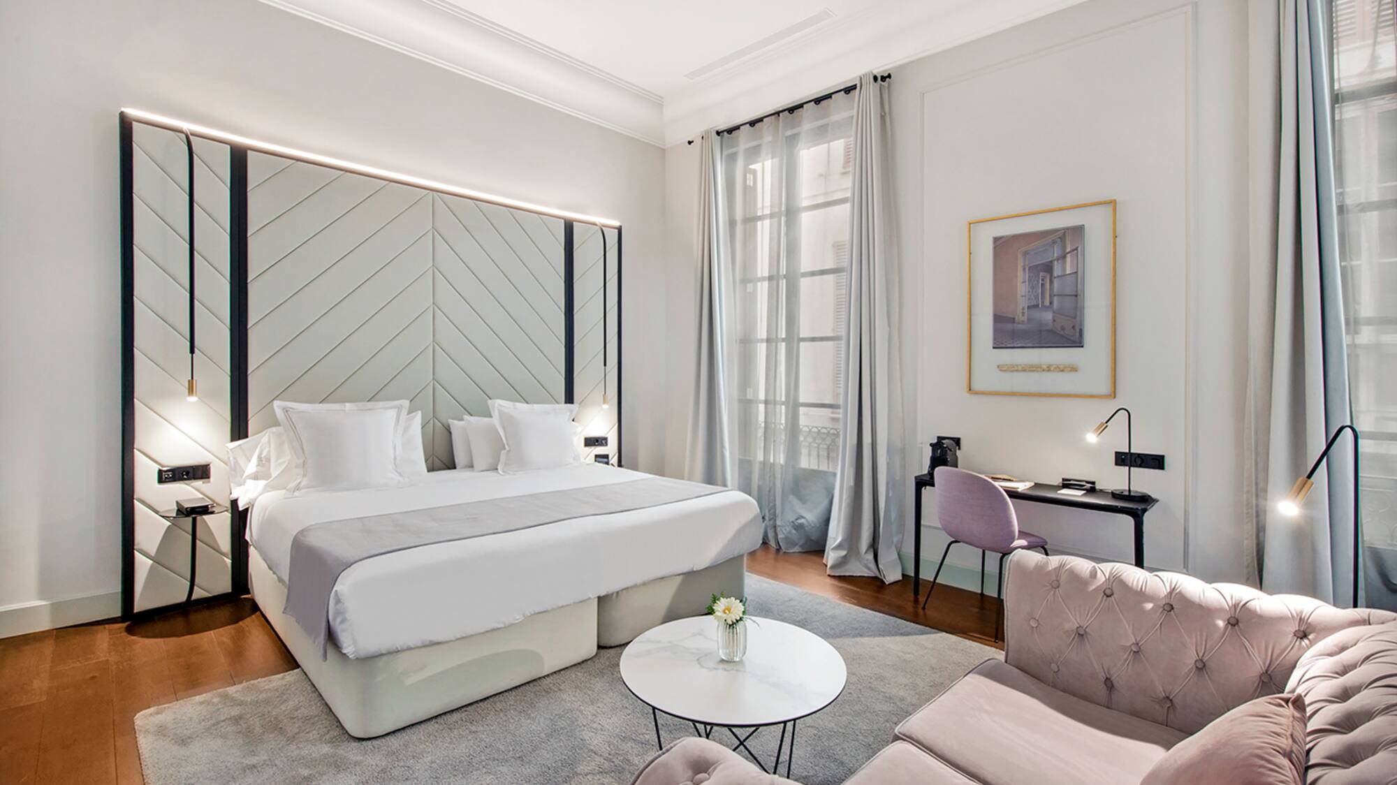 a room with a bed and a couch