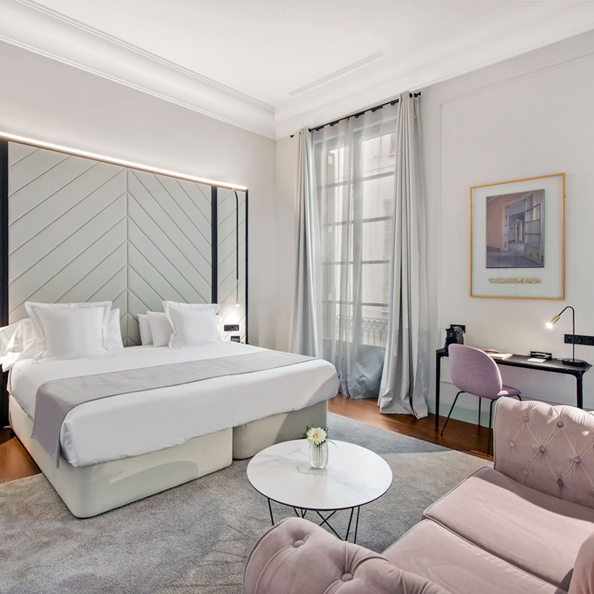 a room with a bed and a couch