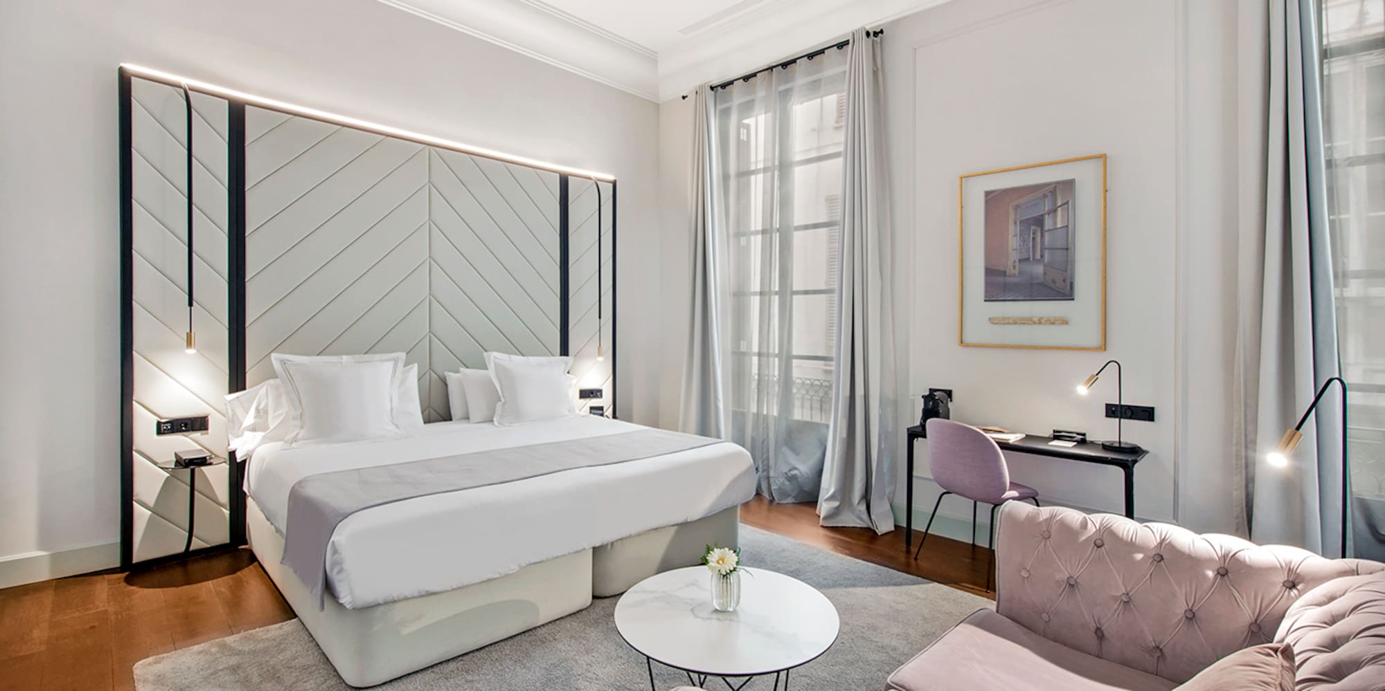 a room with a bed and a couch