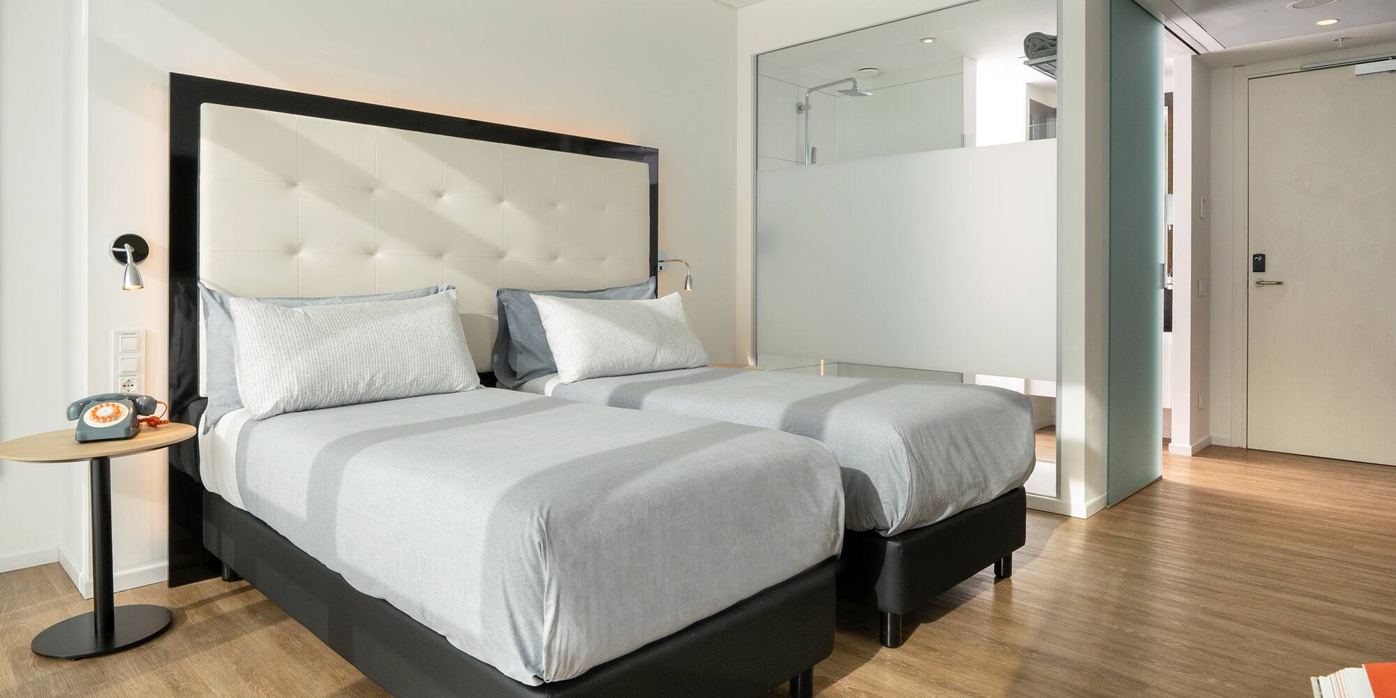 a room with two beds