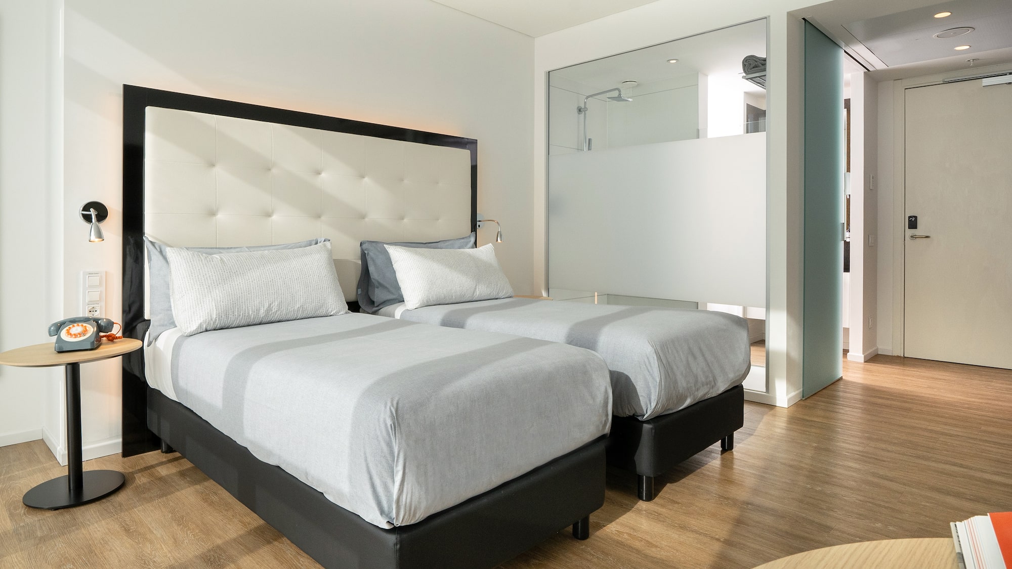 a room with two beds