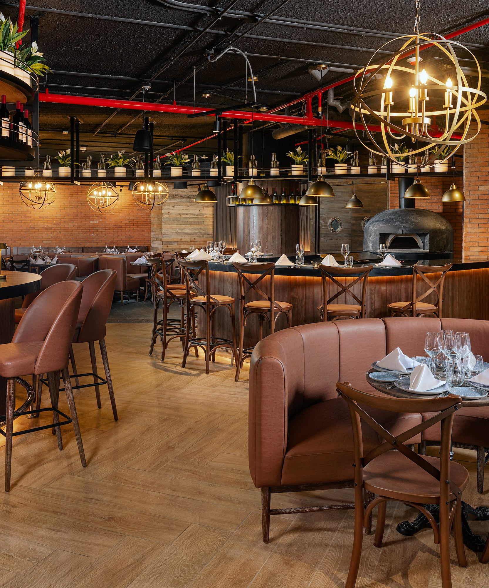 a restaurant with tables and chairs