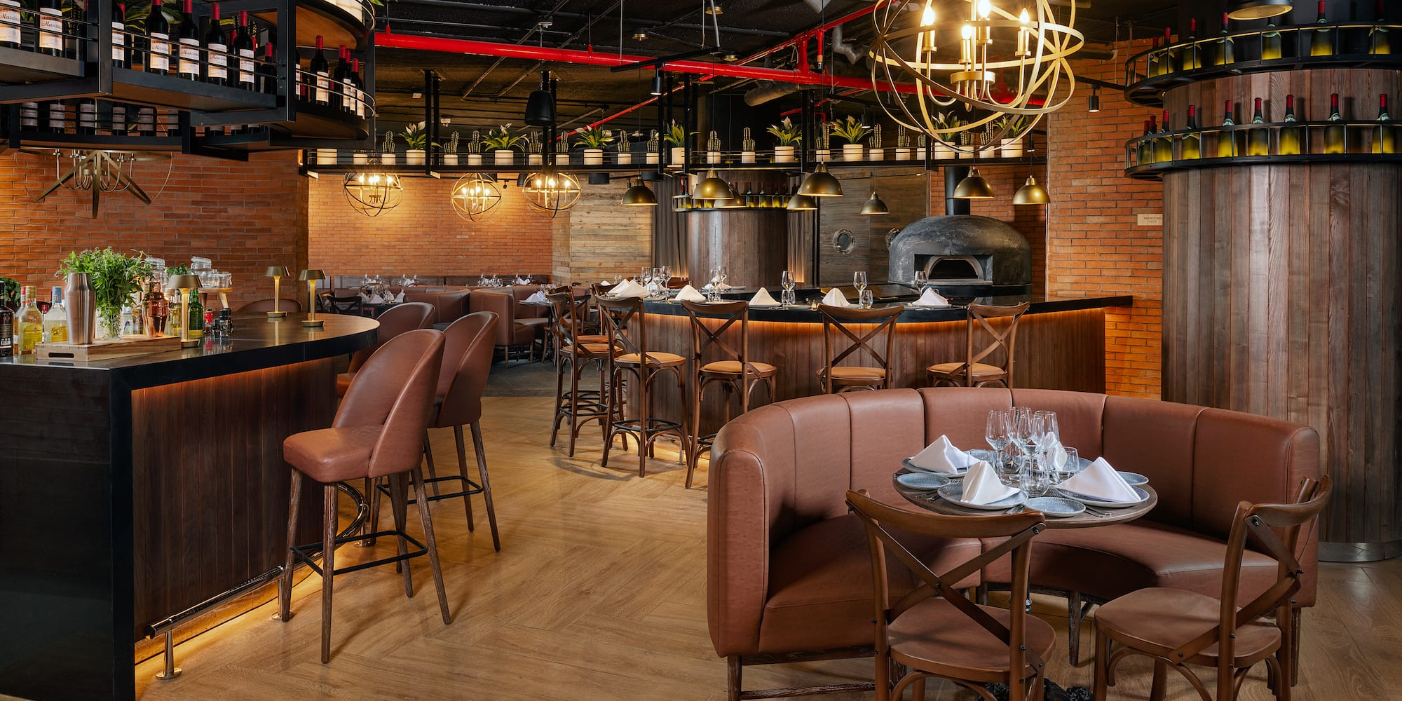 a restaurant with tables and chairs