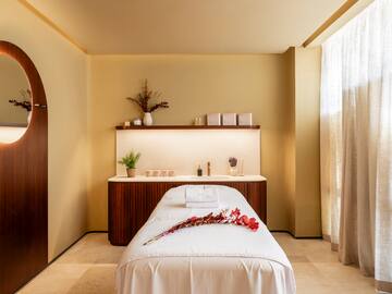 a massage table in a room