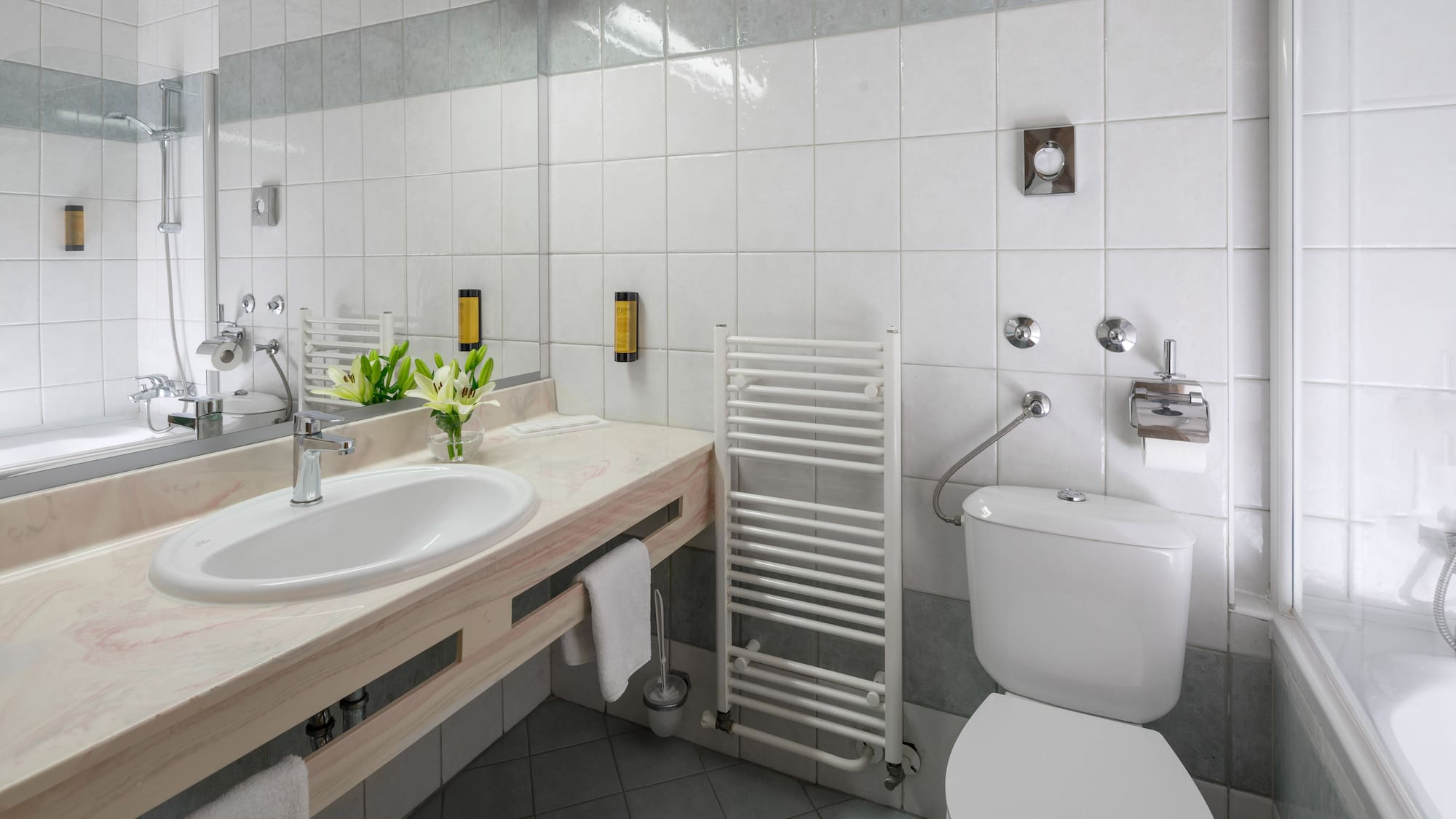 a bathroom with a sink and toilet