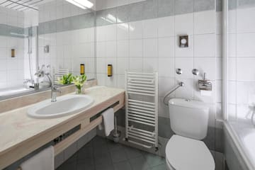 a bathroom with a sink and toilet