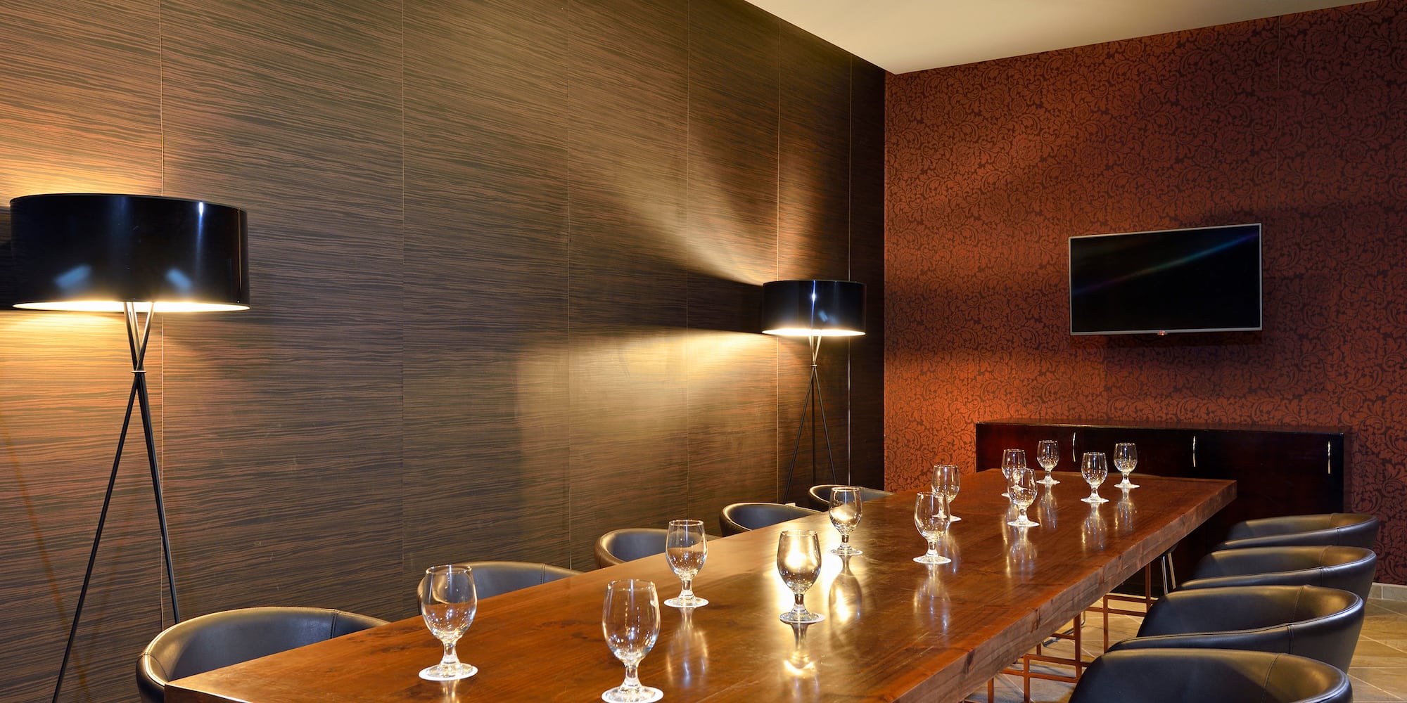 a table with wine glasses on it