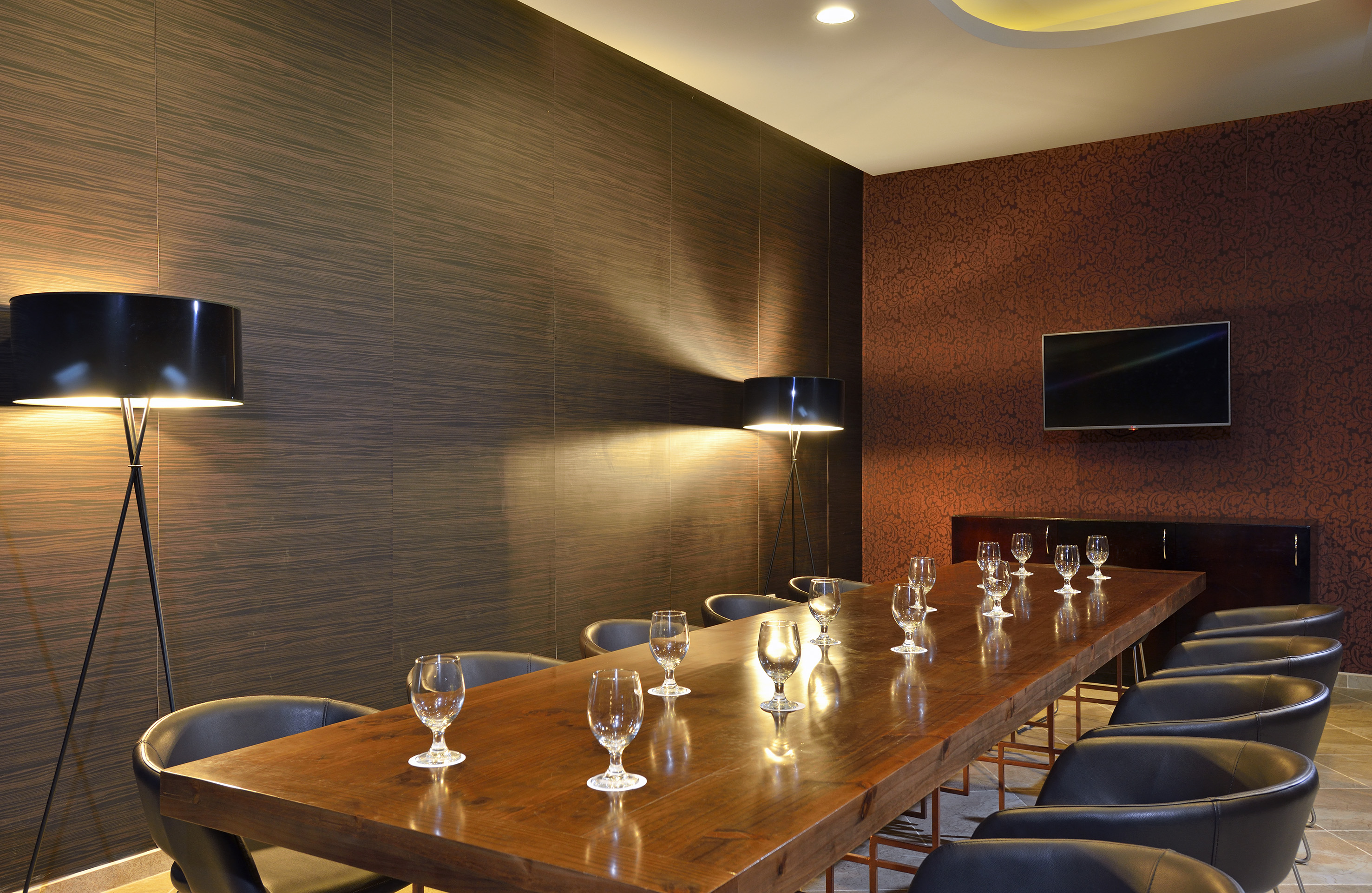 a table with wine glasses on it