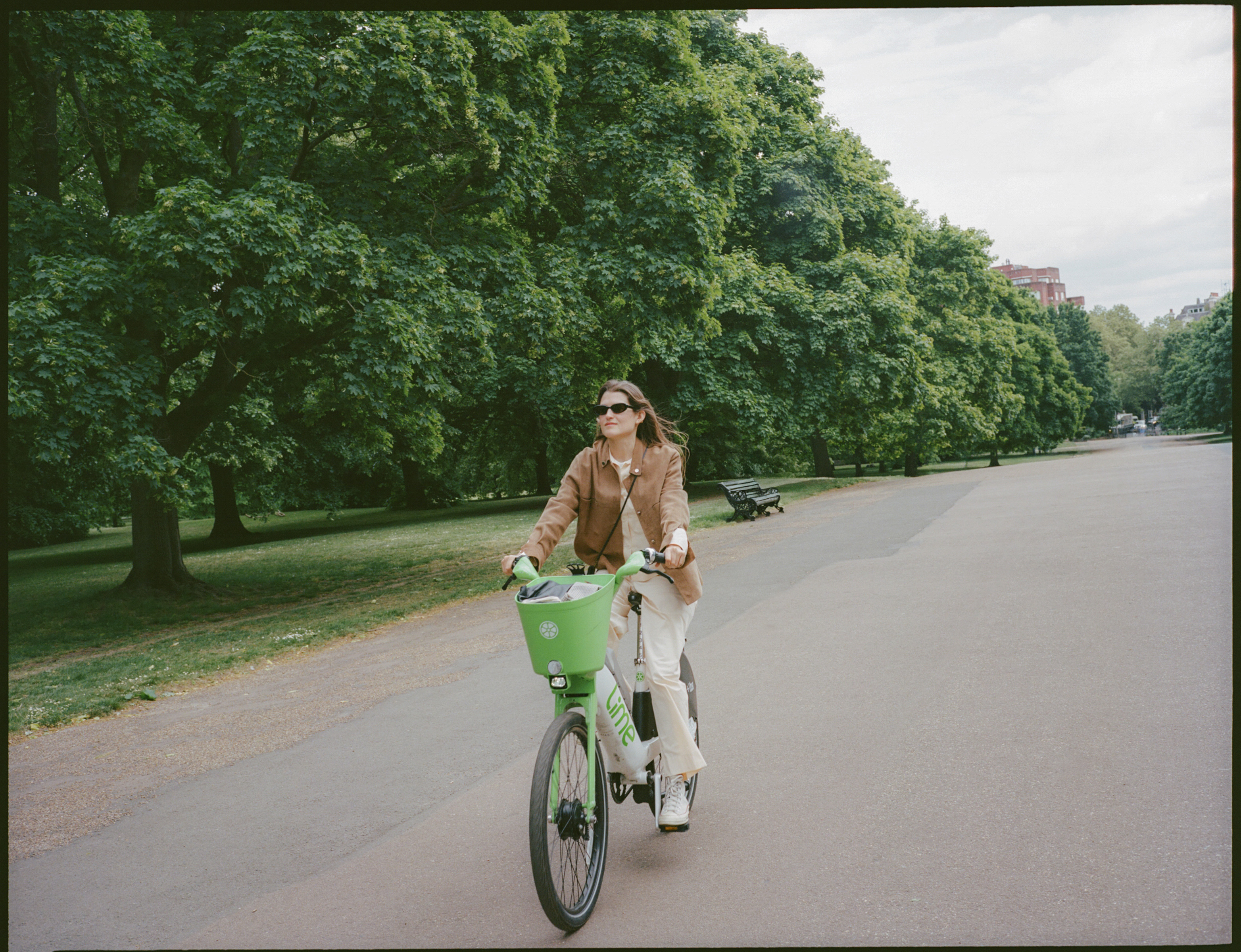 a woman riding a bicycle