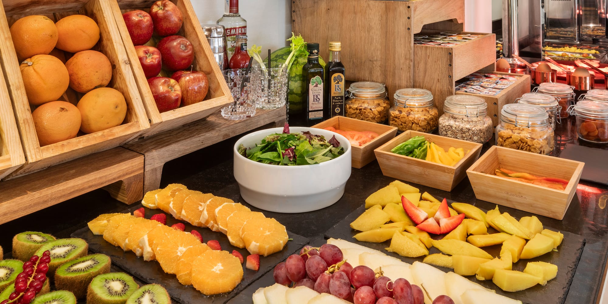 a table with different fruits and vegetables