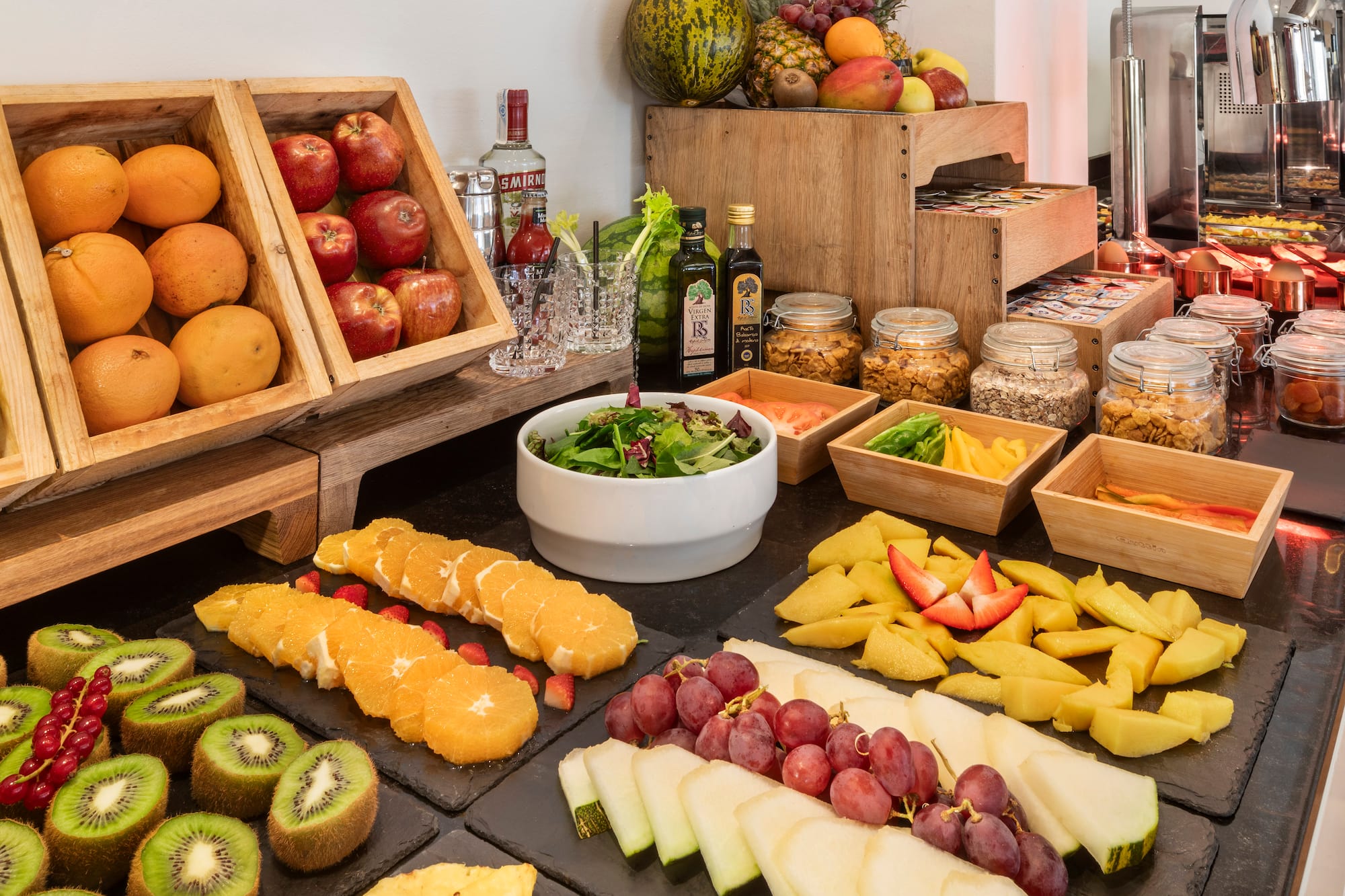 a table with different fruits and vegetables