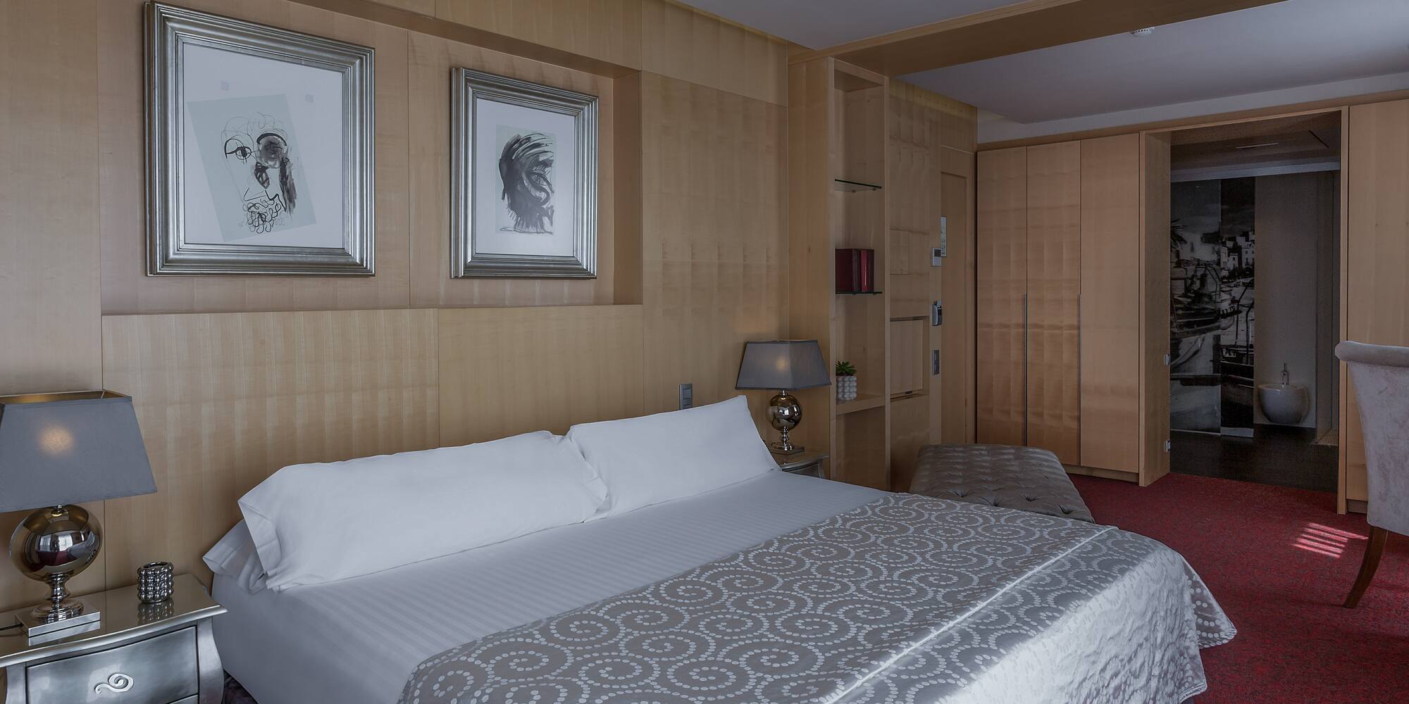 a bed in a room
