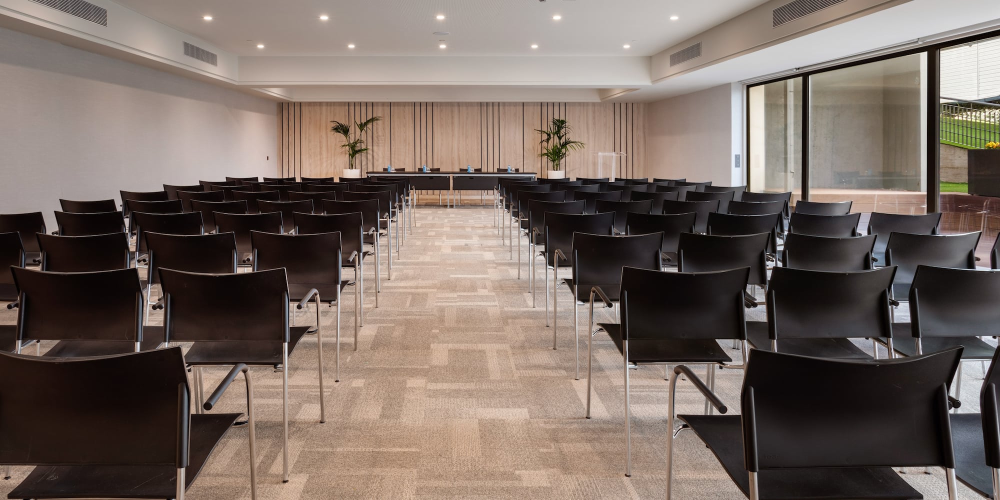 a room with many chairs