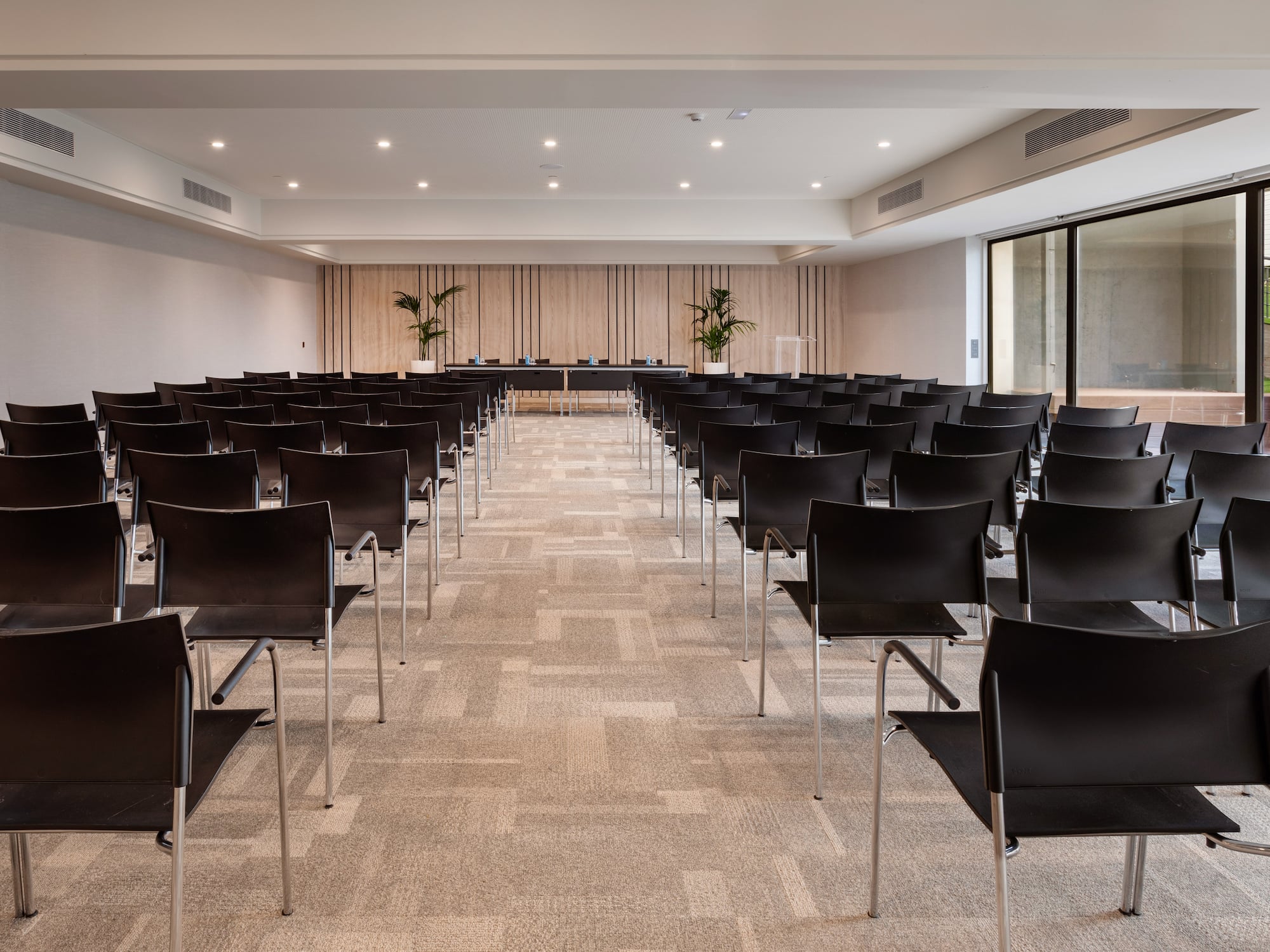 a room with many chairs