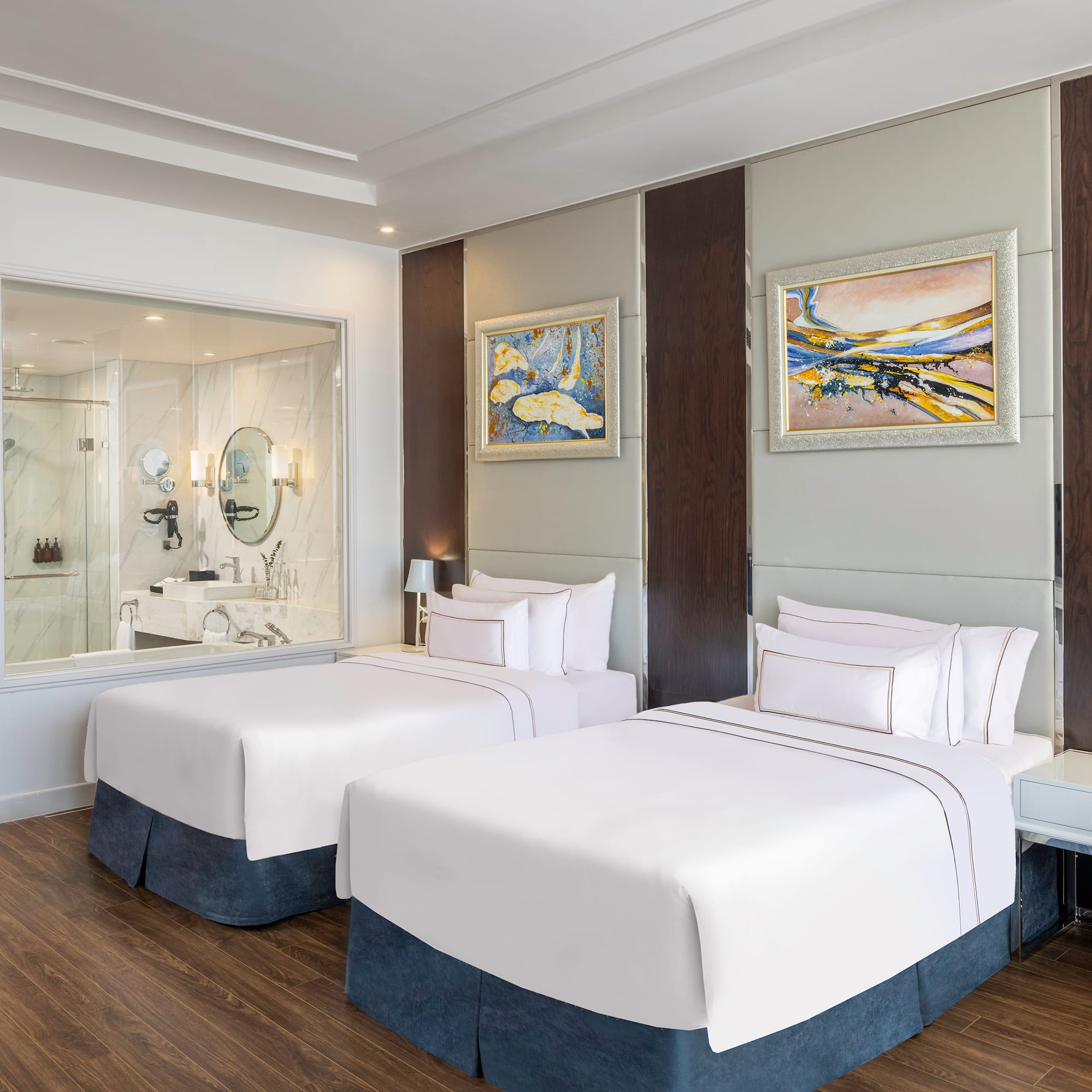 a room with two beds