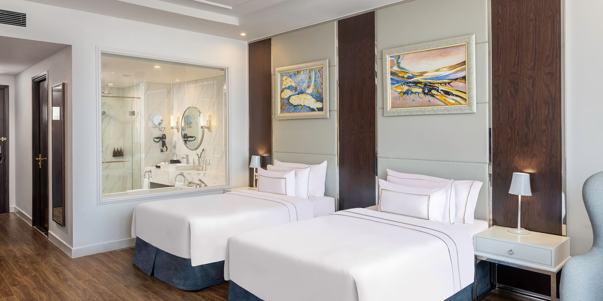 a room with two beds