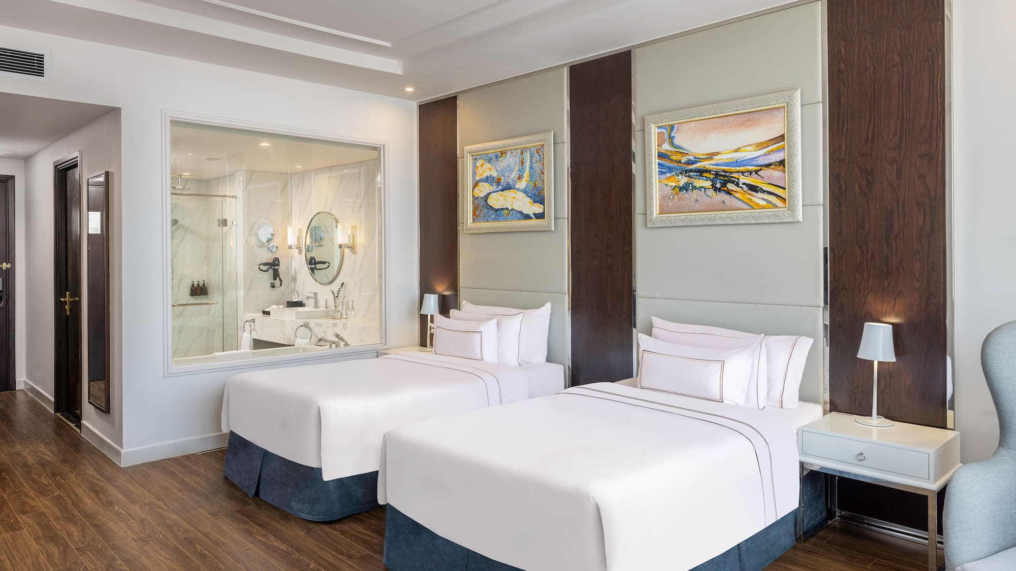 a room with two beds