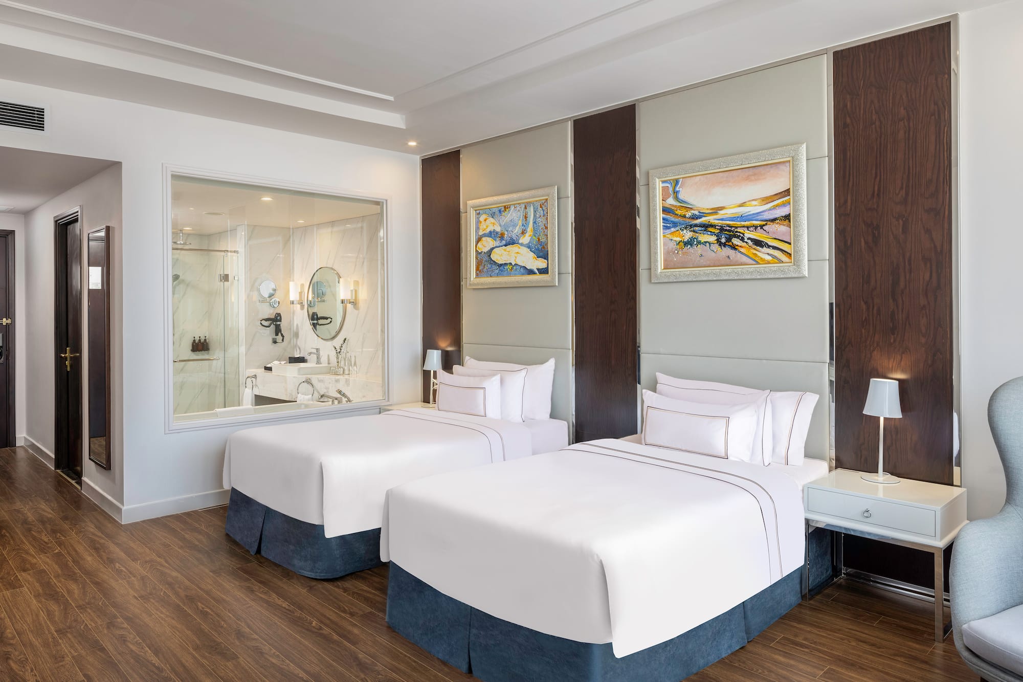 a room with two beds