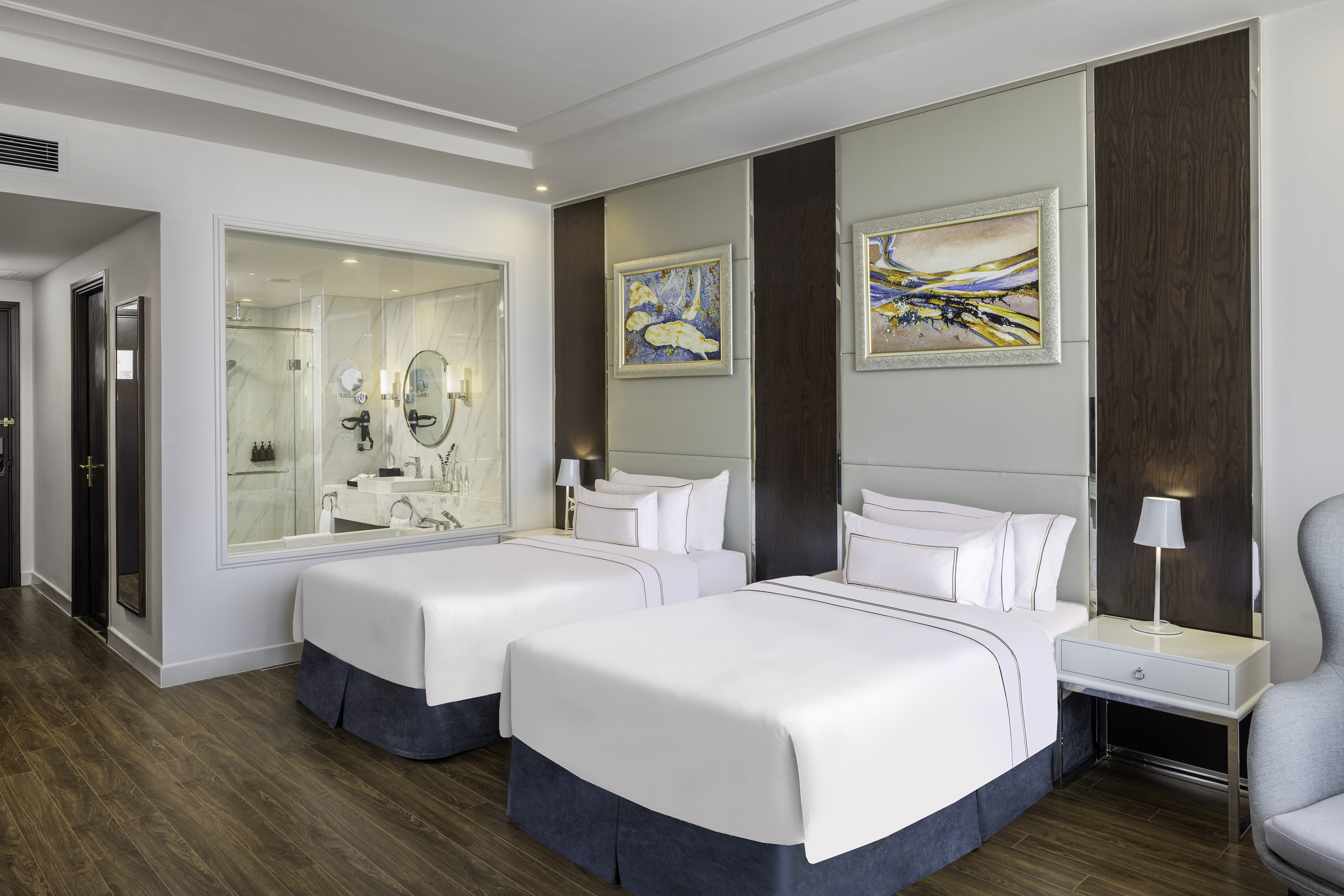 a room with two beds