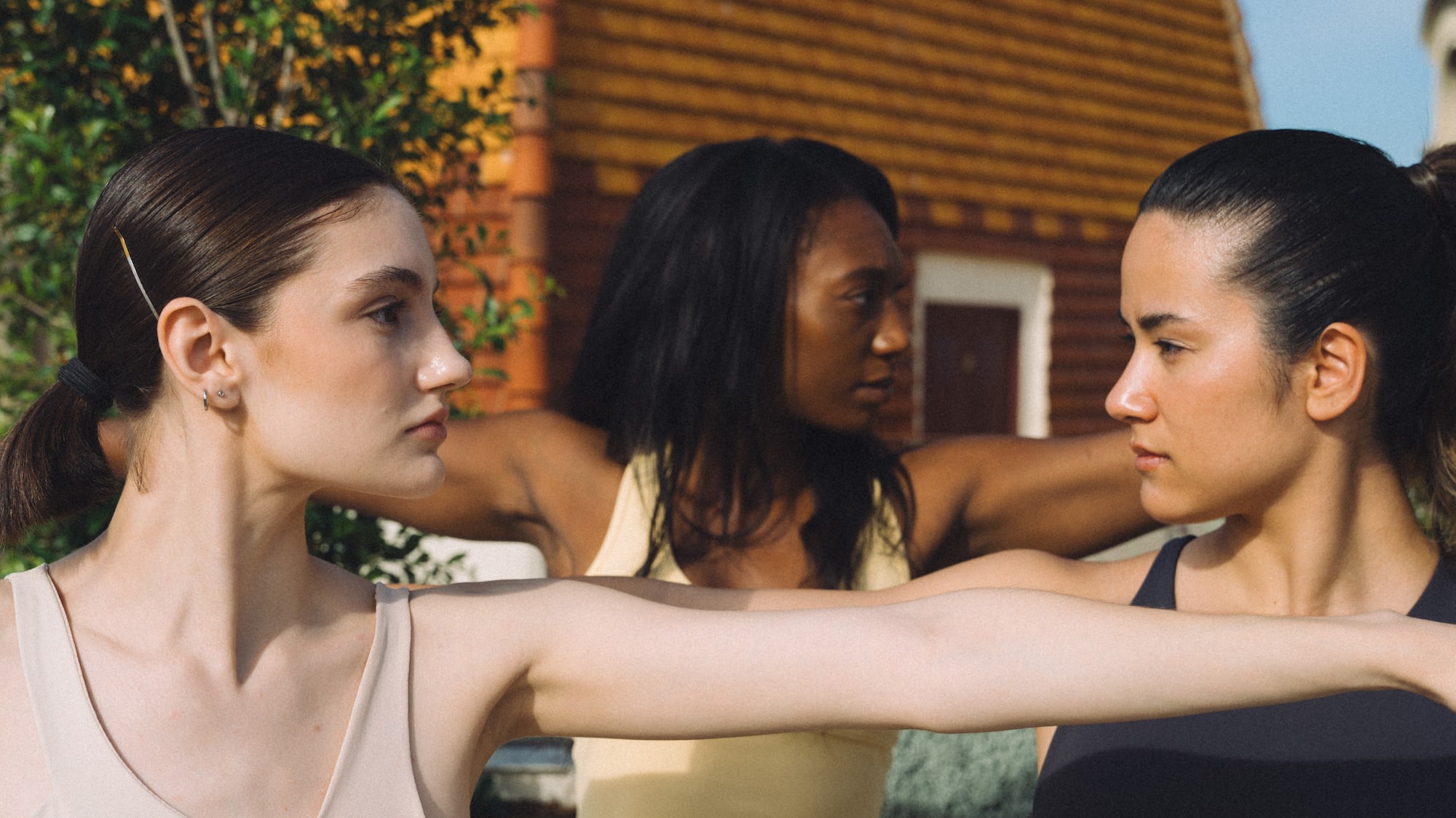 a group of women stretching