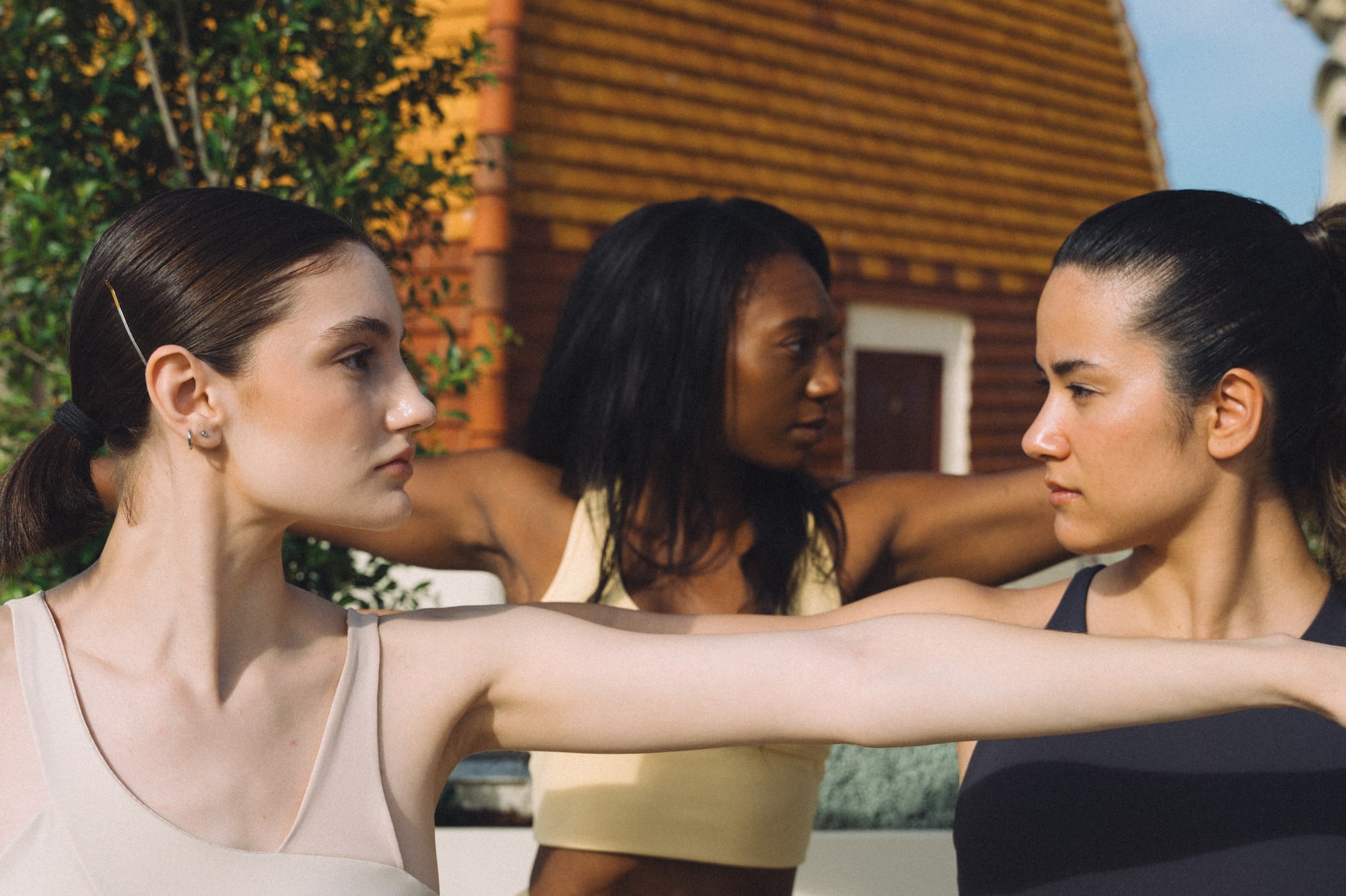 a group of women stretching