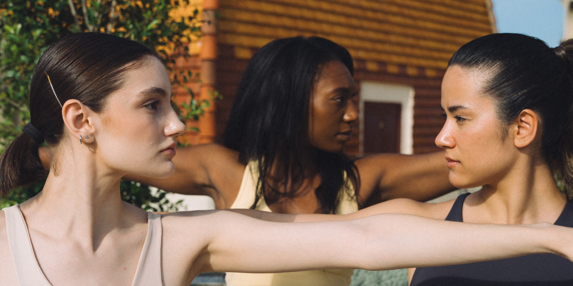 a group of women stretching