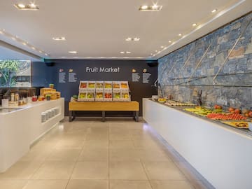 a fruit stand in a store