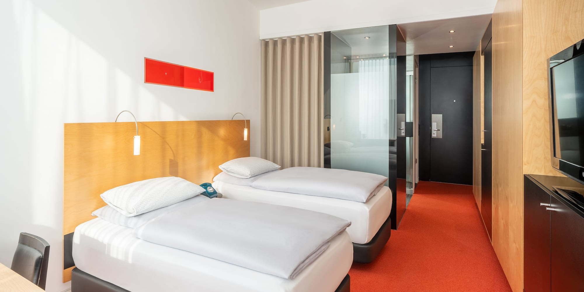 a room with two beds