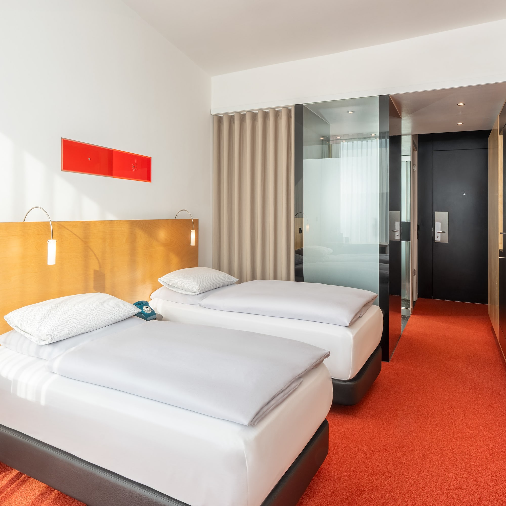 a room with two beds