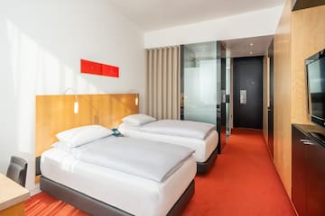 a room with two beds