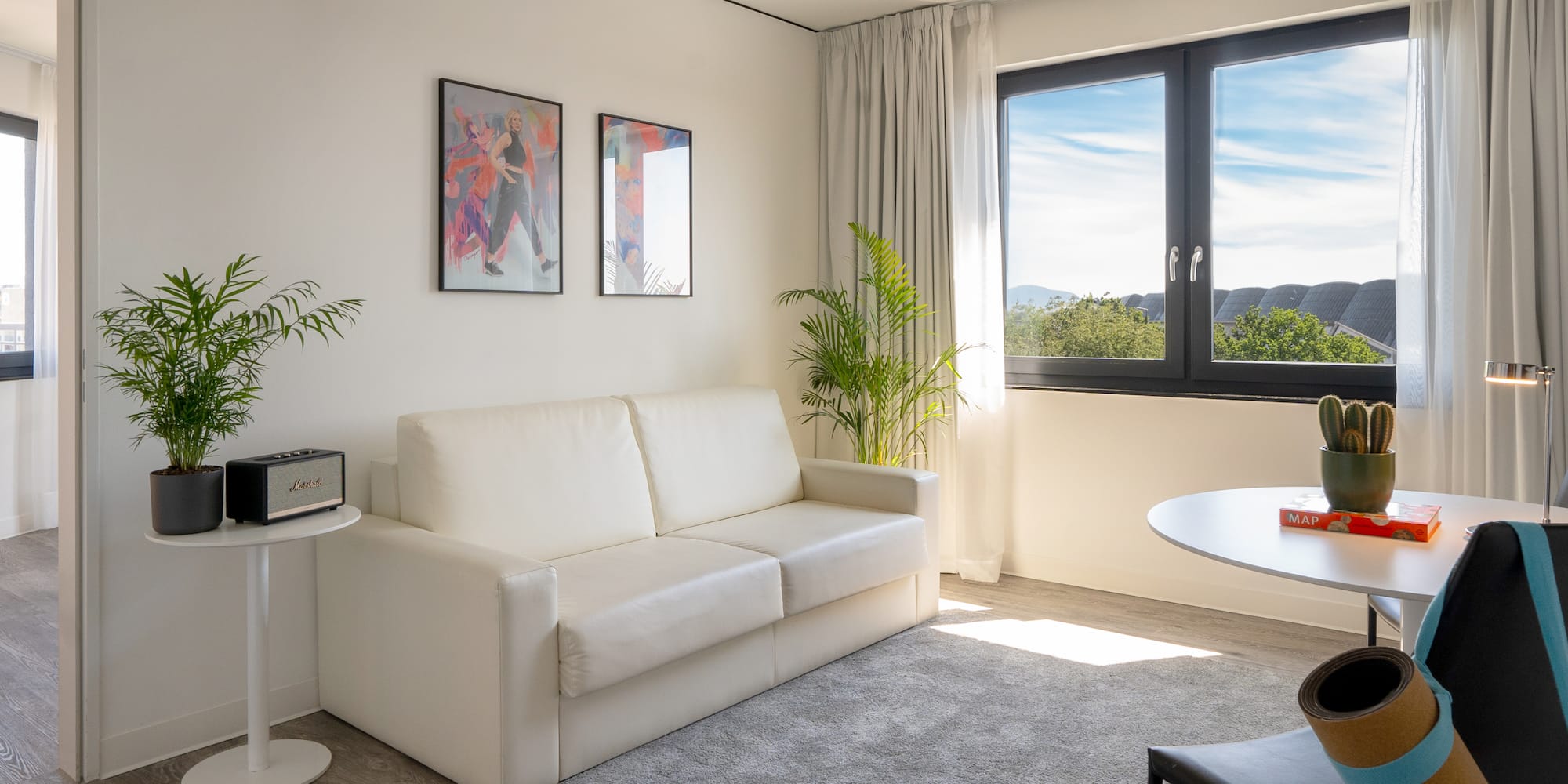 a white couch in a room