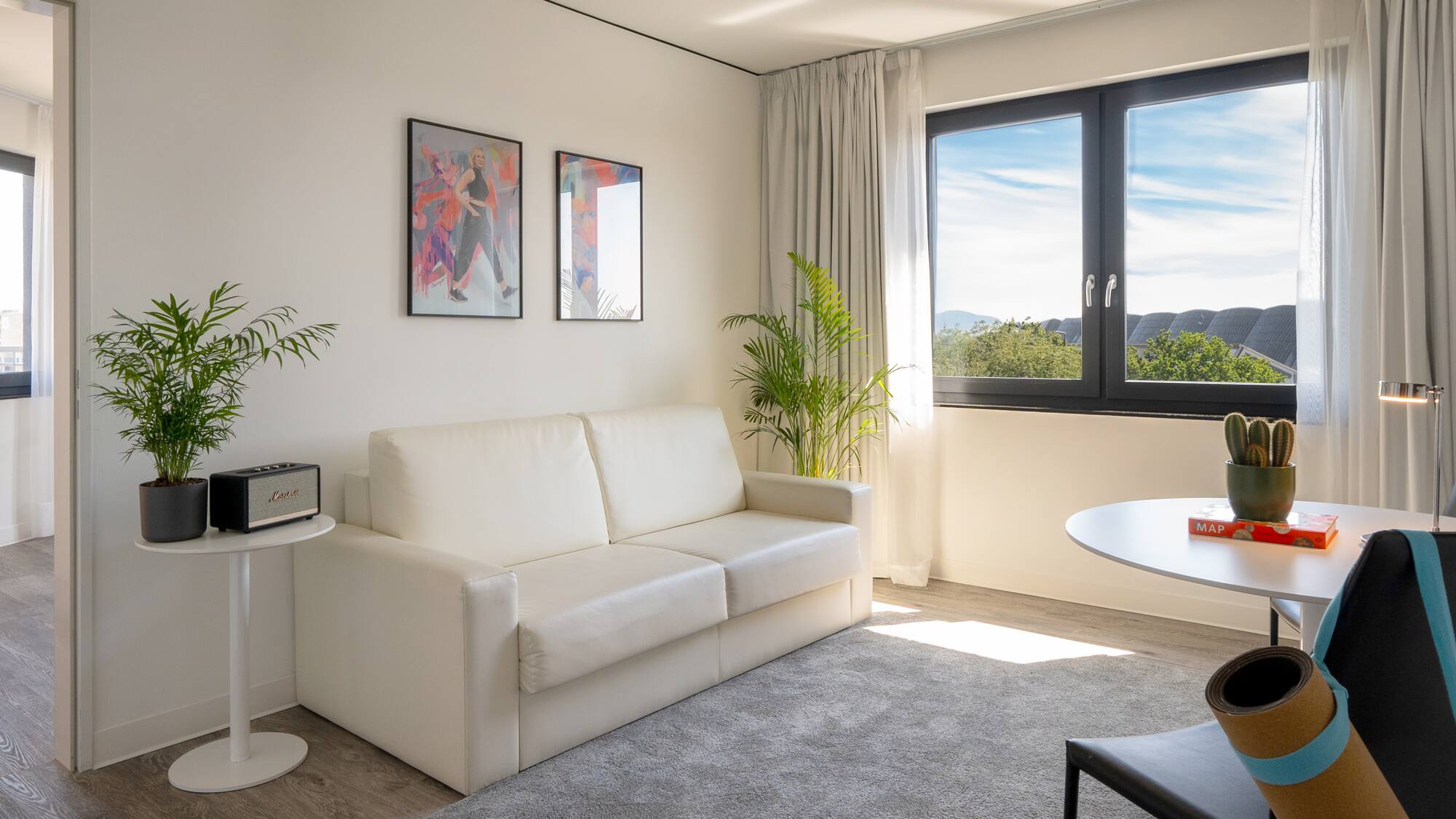 a white couch in a room