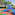 a playground with slide and a swing