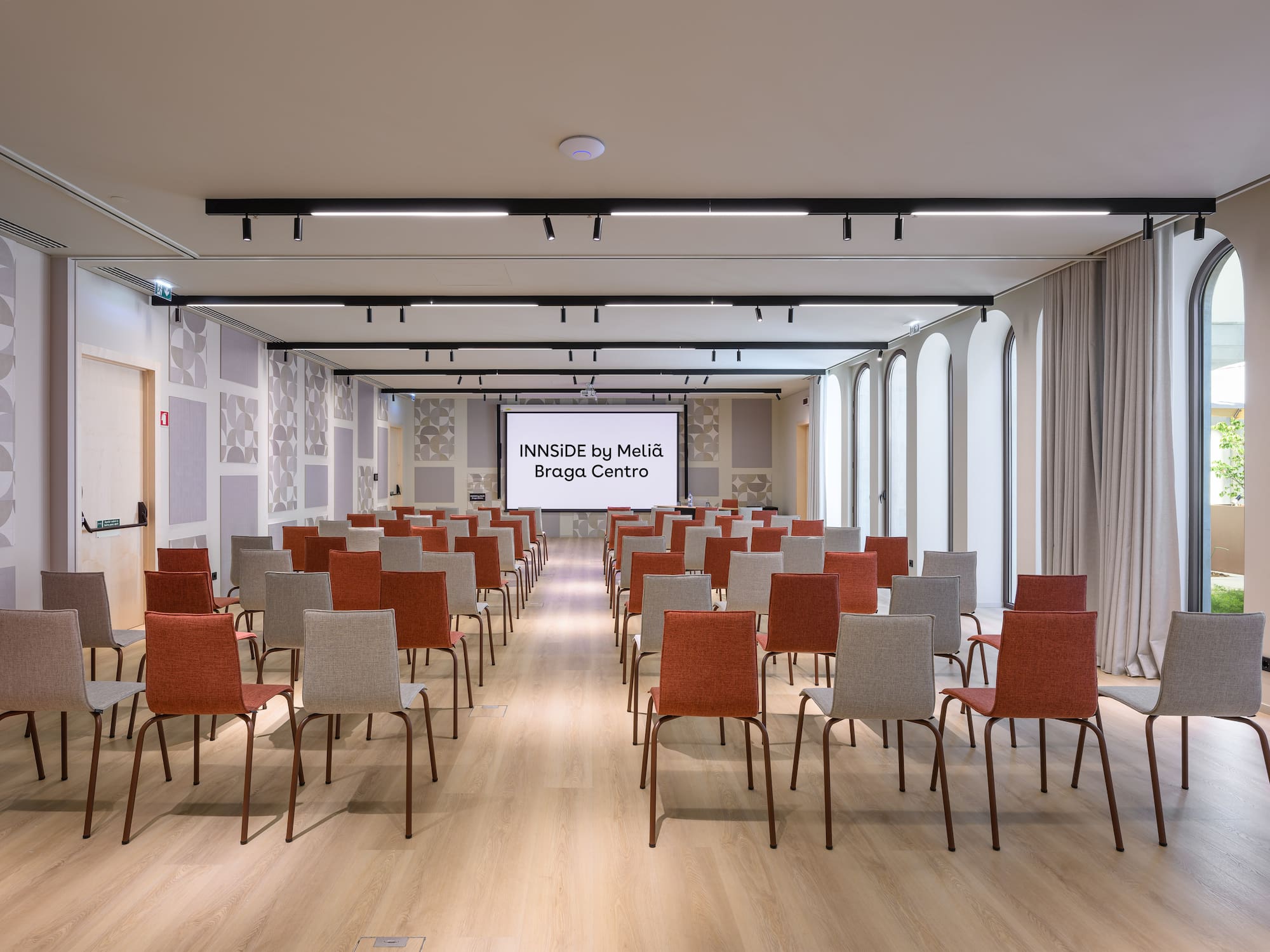 a room with many chairs