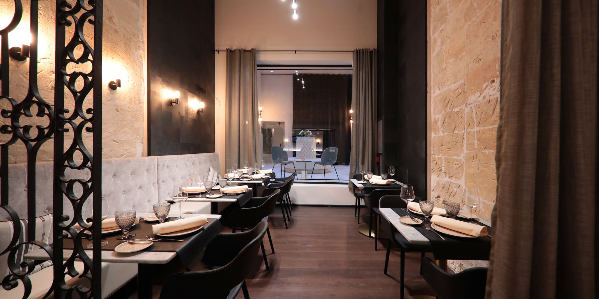 a restaurant with tables and chairs