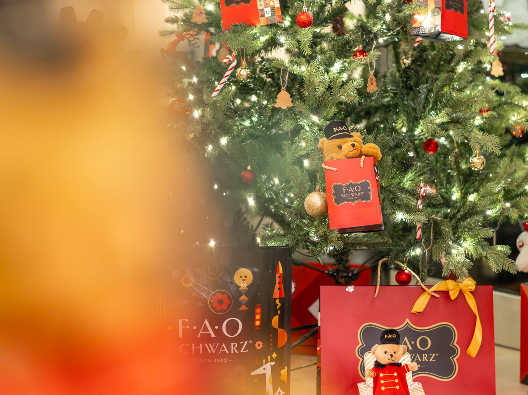 a christmas tree with presents and presents