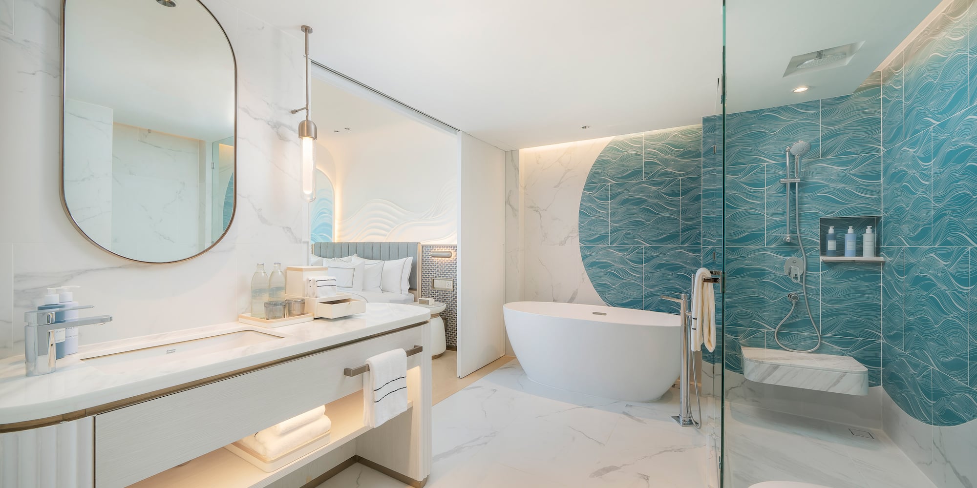 a bathroom with a tub and a shower