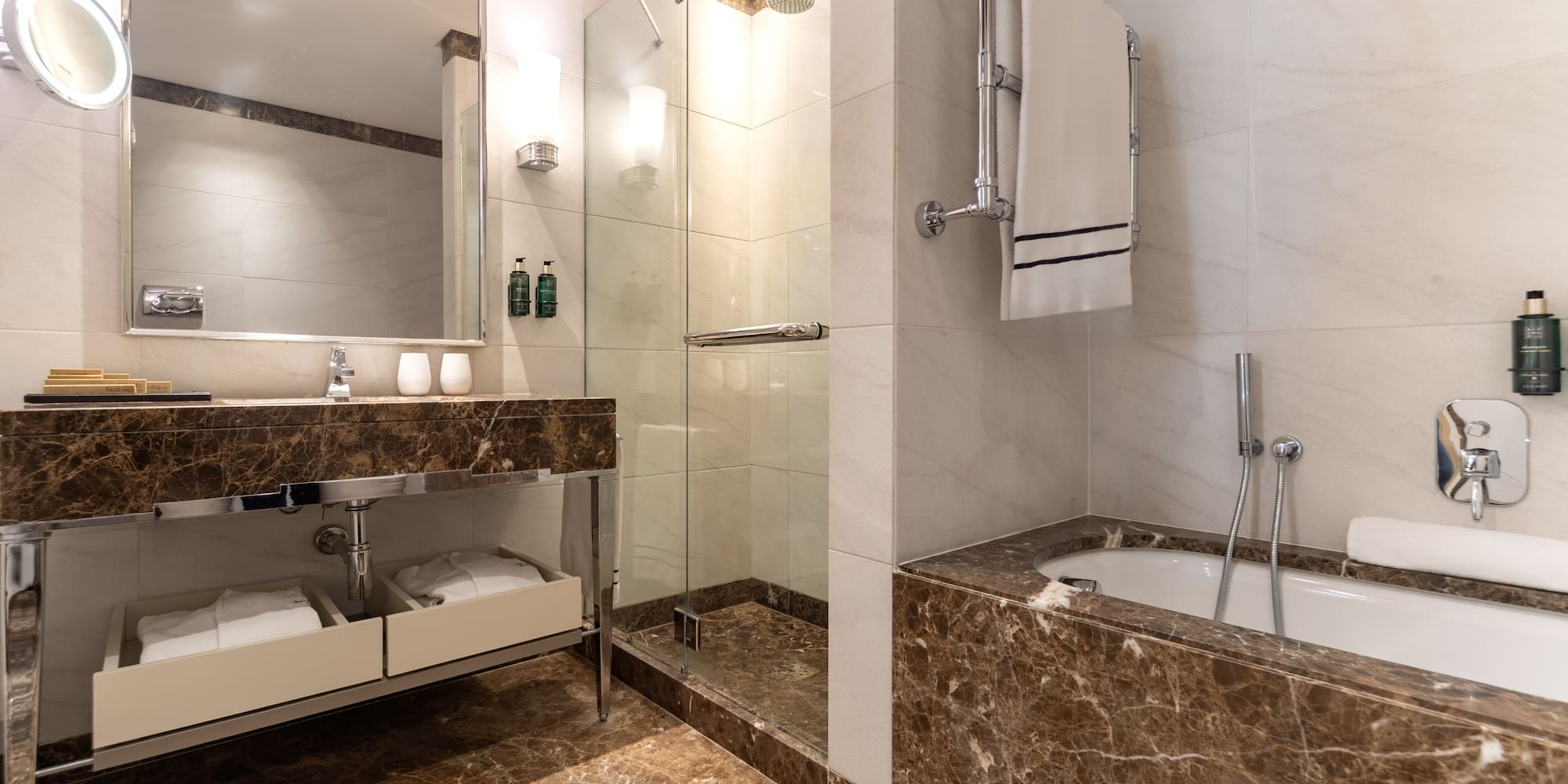 a bathroom with a sink and a shower