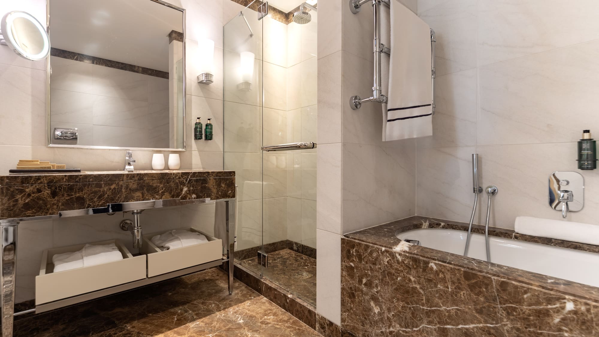 a bathroom with a sink and a shower