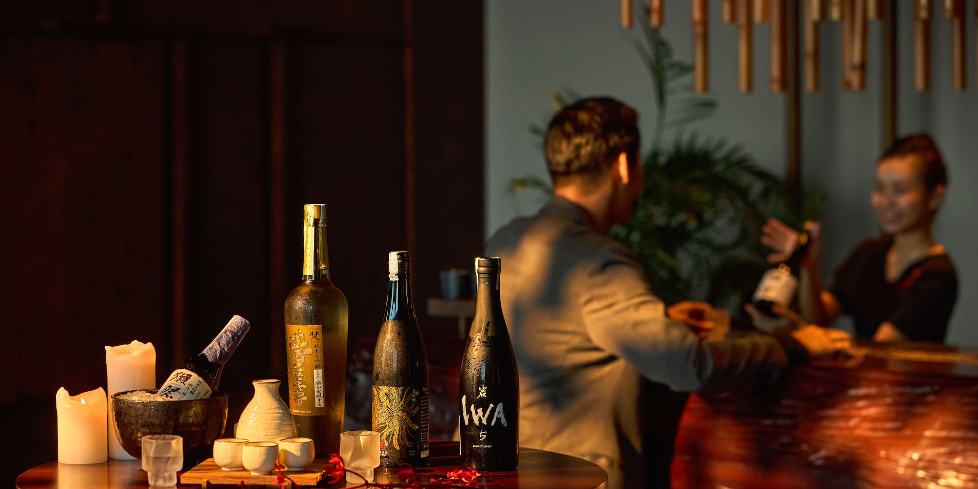 a group of bottles on a table