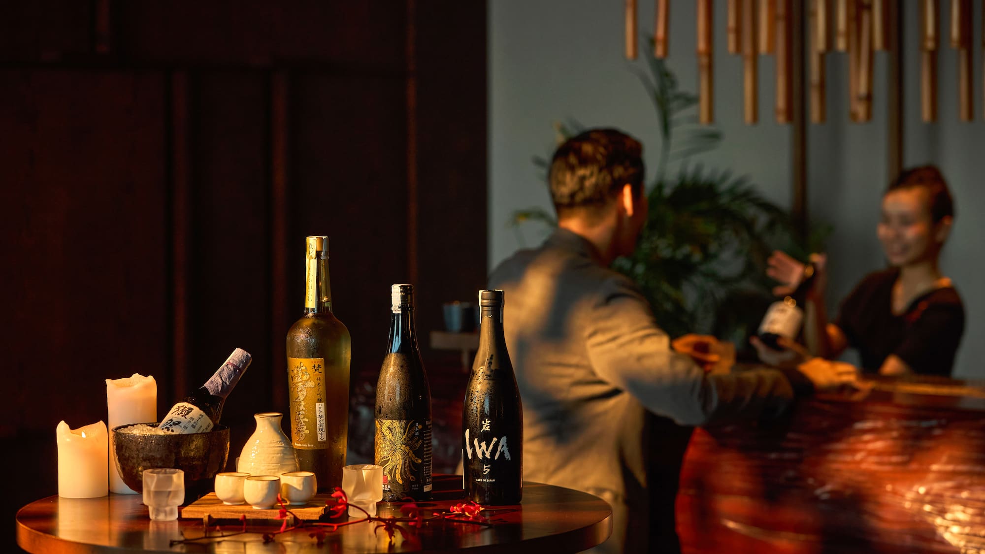 a group of bottles on a table