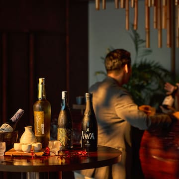a group of bottles on a table