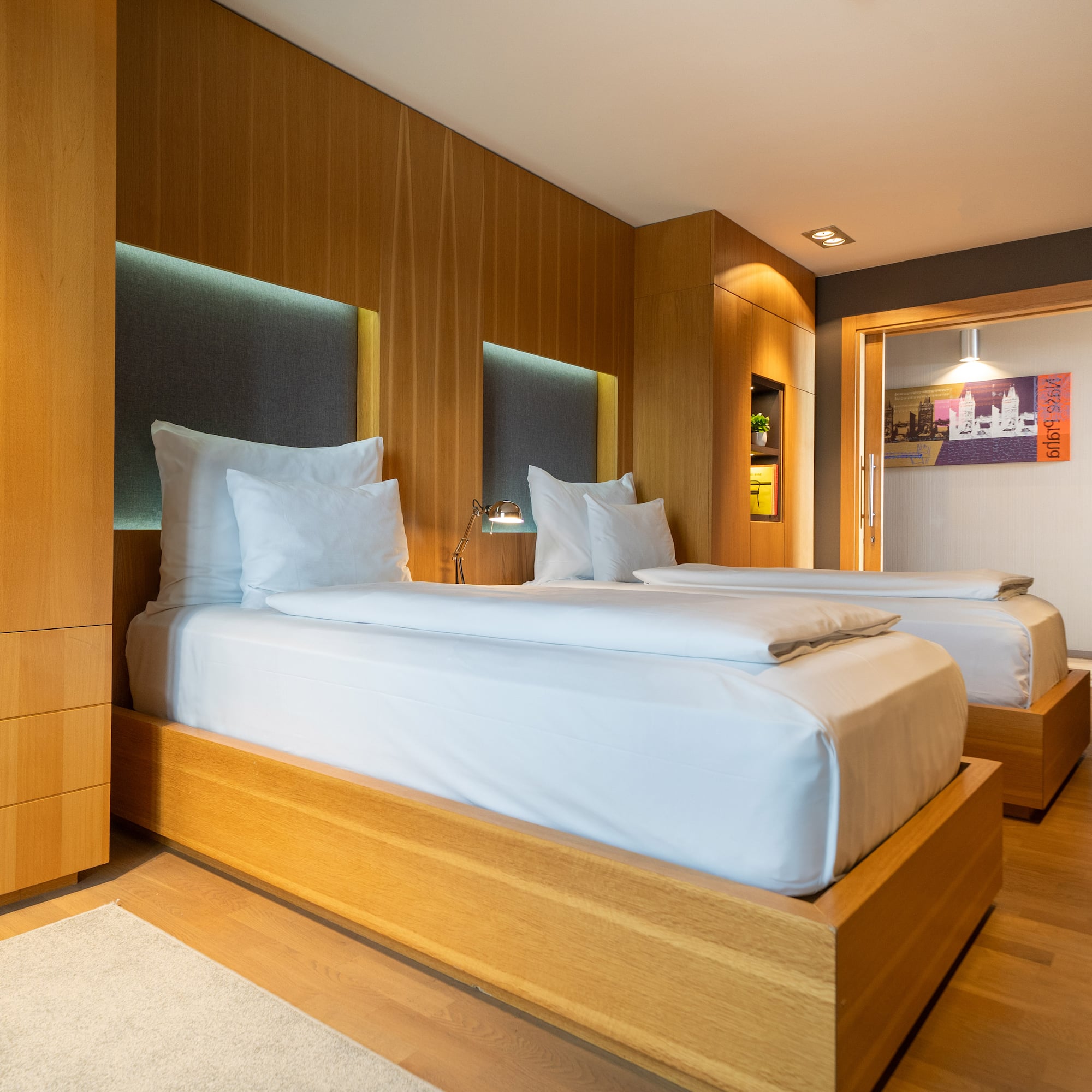 a room with two beds