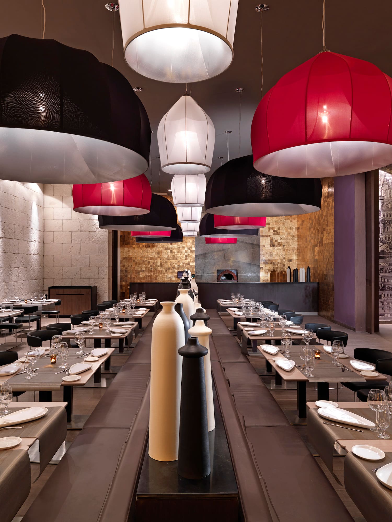 a restaurant with tables and chairs