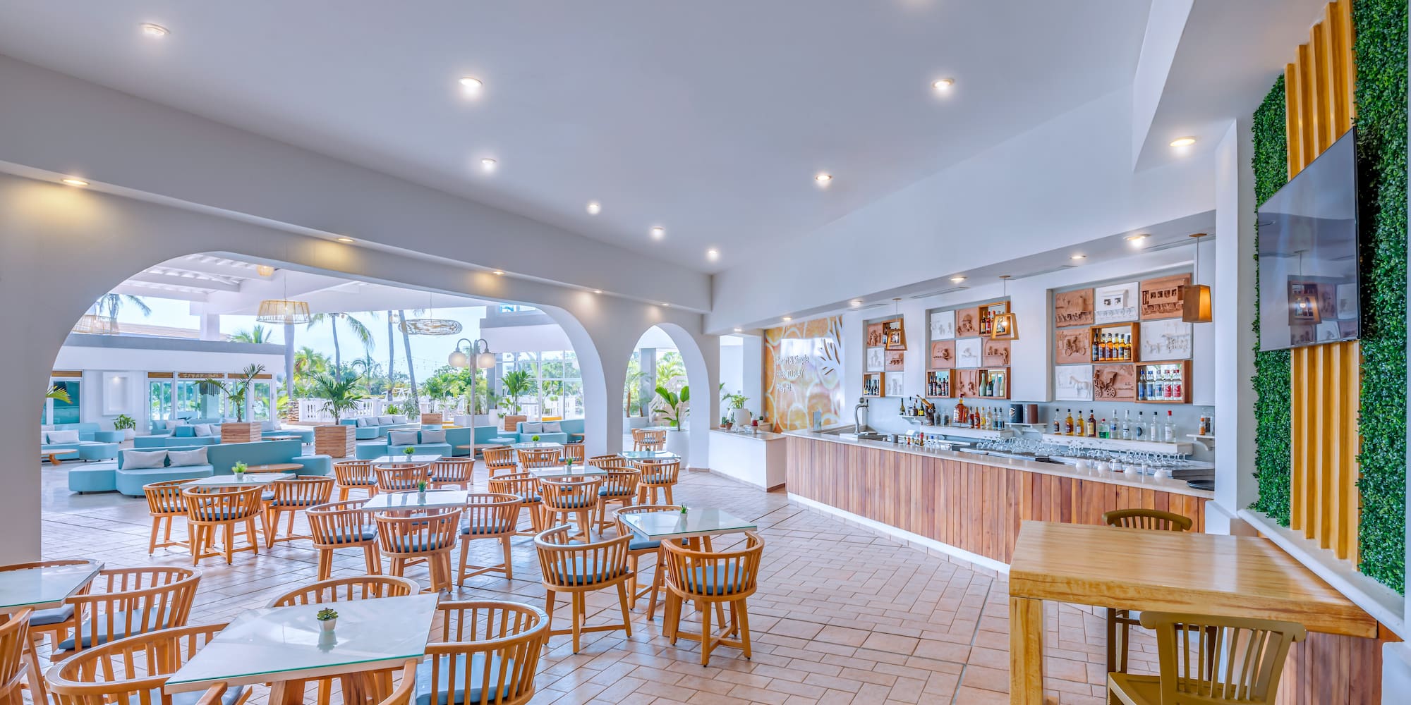 a restaurant with tables and chairs